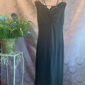 Loft Sleeveless Classic Black Dress Twist Front Empire Waist Band Stretchy
